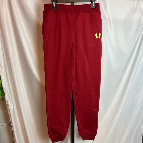 True Religion Red and Gold Logo Jogger Sweatpants, size XL - Picture 1 of 8